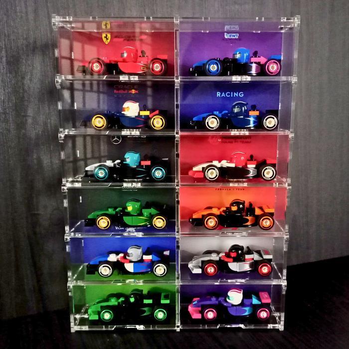 Akrilik AkrilikDIY - Display Case for Complete Set (12 Cars) LEGO Minifigures 71049 F1 Collectible R