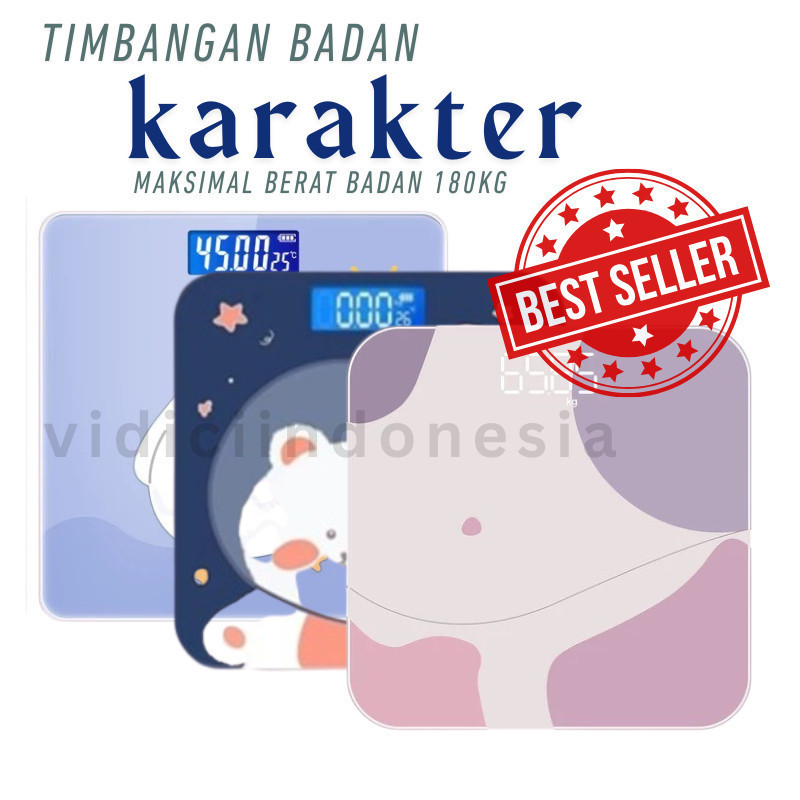 Timbangan Badan Digital Karakter 180kg/ Timbangan Badan Digital LED Indikator Kaca/ Digital LED Weig