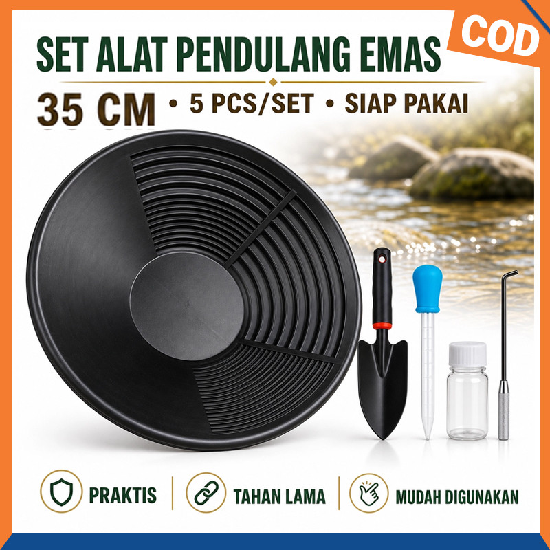 5PCS Premium Dulang Emas Alat Dulang Emas Alat Dulang Saringan Emas Alat Penambangan Emas Engkol Tan