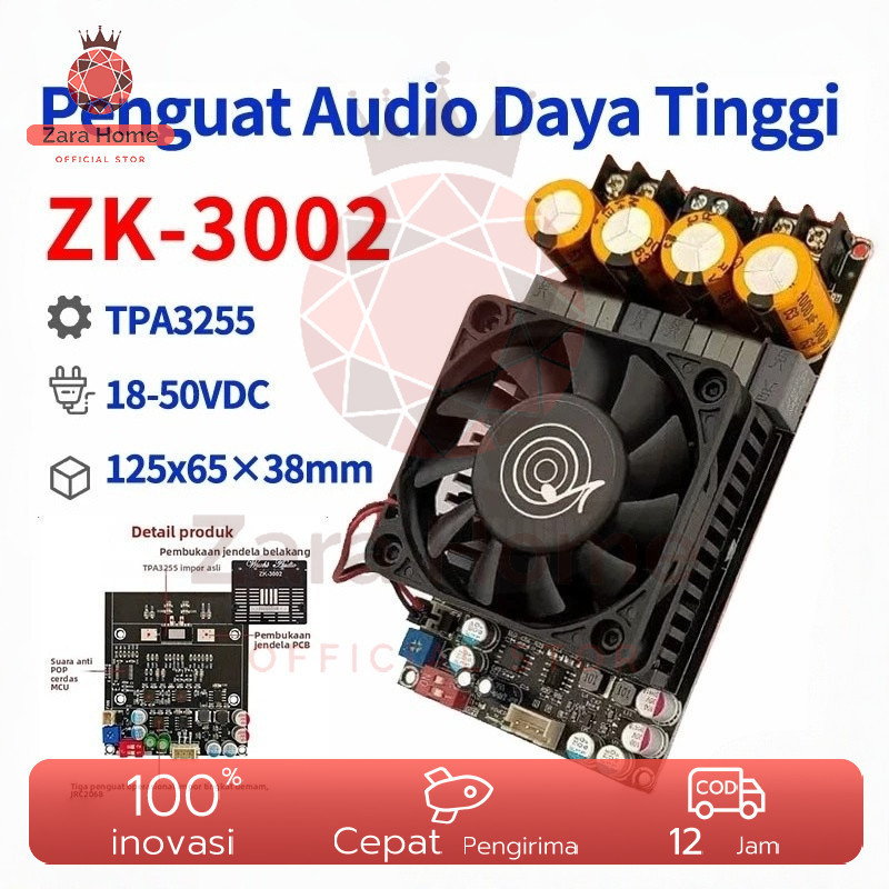 [ZK-3002] TPA3255 Amplifier Class D Stereo BTL Bridge Hifi HD Sound High Power Amplifier 600W Origin
