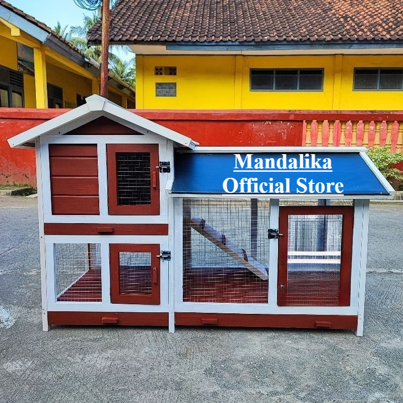 Kandang Kelinci Kayu Tingkat Minimalis | Rumah Kelinci Outdoor Indoor