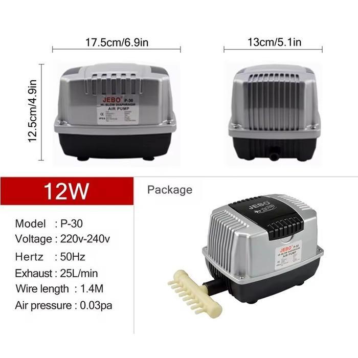 (Stok Tersedia) JEBO P30 Pompa Udara Aerator Air Pump Aquarium Kolam Ikan Koi P-30 Airpump hidram mi
