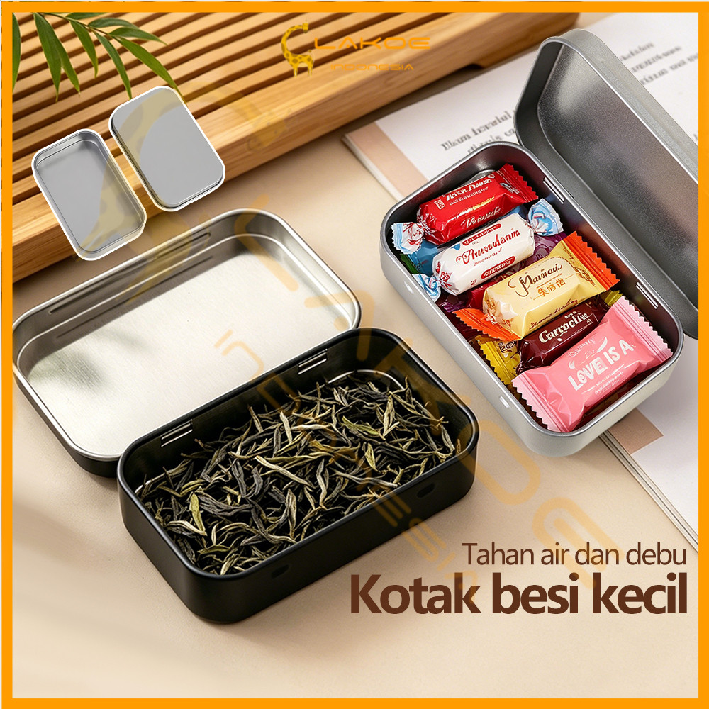 Lakoe Kaleng Case Storage Box Multi Purpose Tin Case Portable Tin Case Box Mini