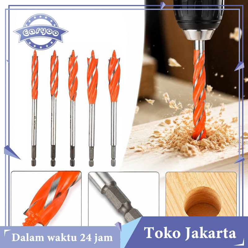 5pcs Mata Bor Kayu 10-18mm Hex Handle Panjang 170mm Mata Bor Lobang Kayu Wood Working Drill