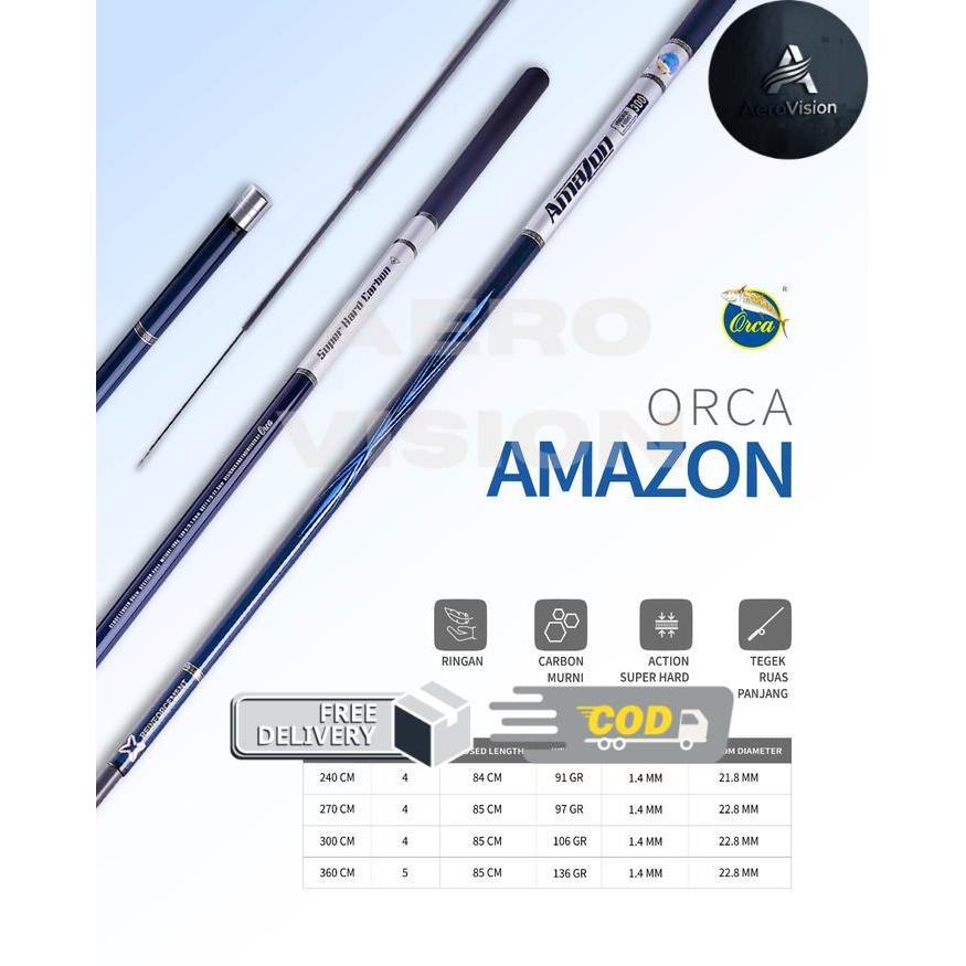 Joran Tegek Carbon Orca Amazon Super hard (spek kaku) - 240