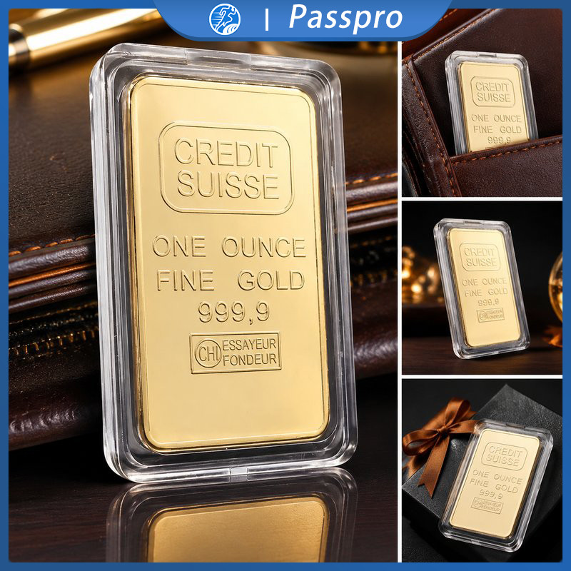 Replika Emas Credit Suisse Gold Bar Souvenir Logam Mulia Koin 999.9