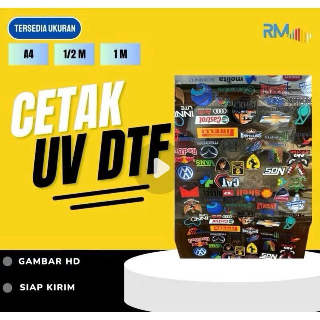 Jasa Print UV DTF Meteran Proses Cepat - Stiker Decal Kering Custom Tinggal Tempel Tanpa Mesin Peman