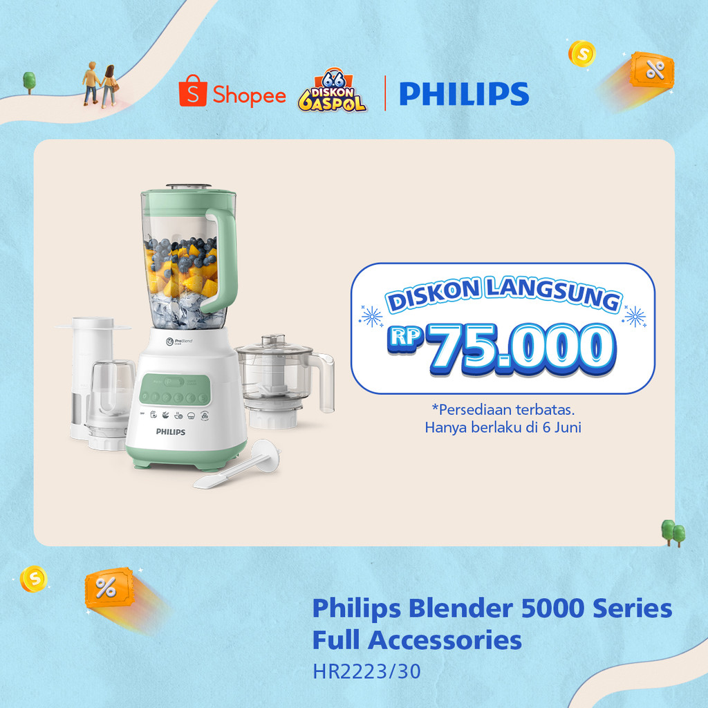 Blender Philips Plastik 2 liter - 5000 Series HR2223/30 - Blender jus - Blender bumbu philips ( Chop