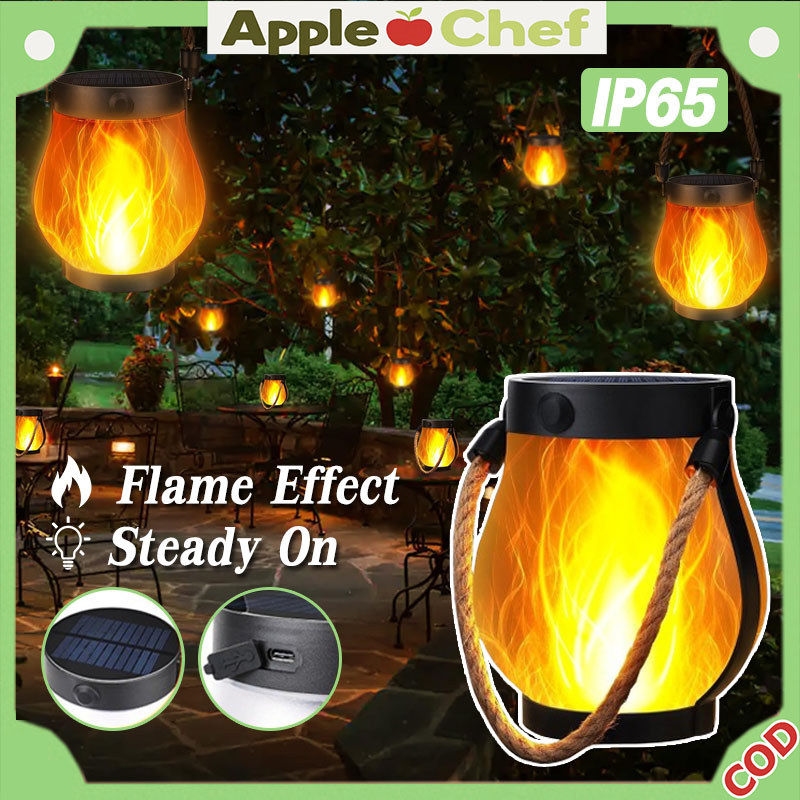 Lampu Api Tenaga Surya Lampu Hias Outdoor Lampu Taman Solar Ideal Dekorasi Halaman Teras Taman USB C