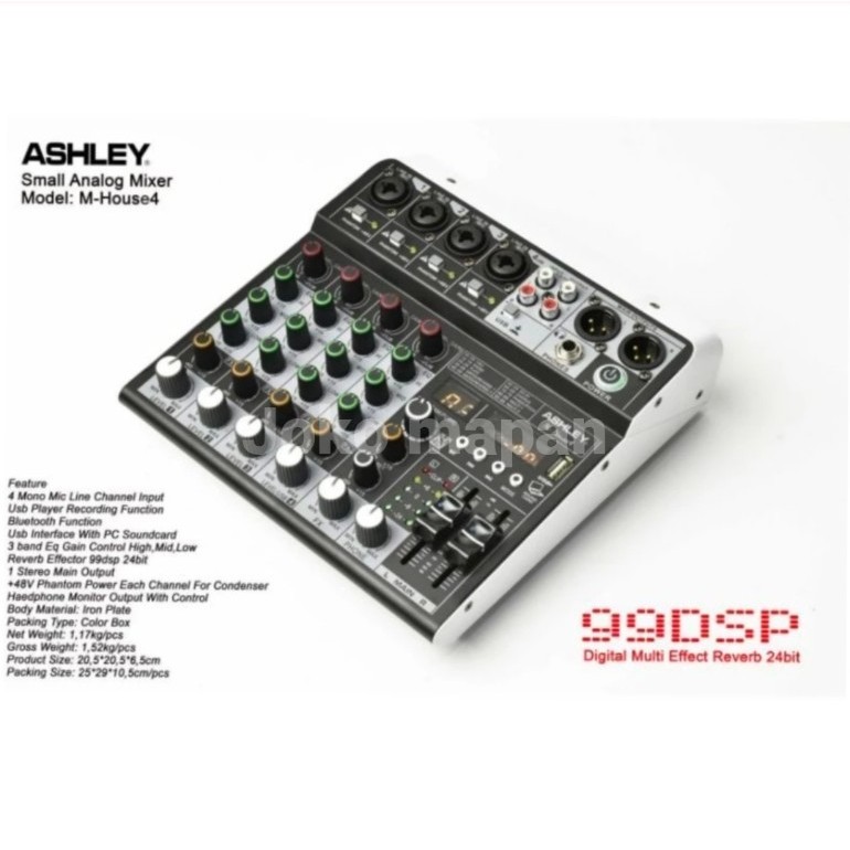 Mixer Ashley M-House4 mixer audio m house 4 usb bluetooth 4 channel original ashley