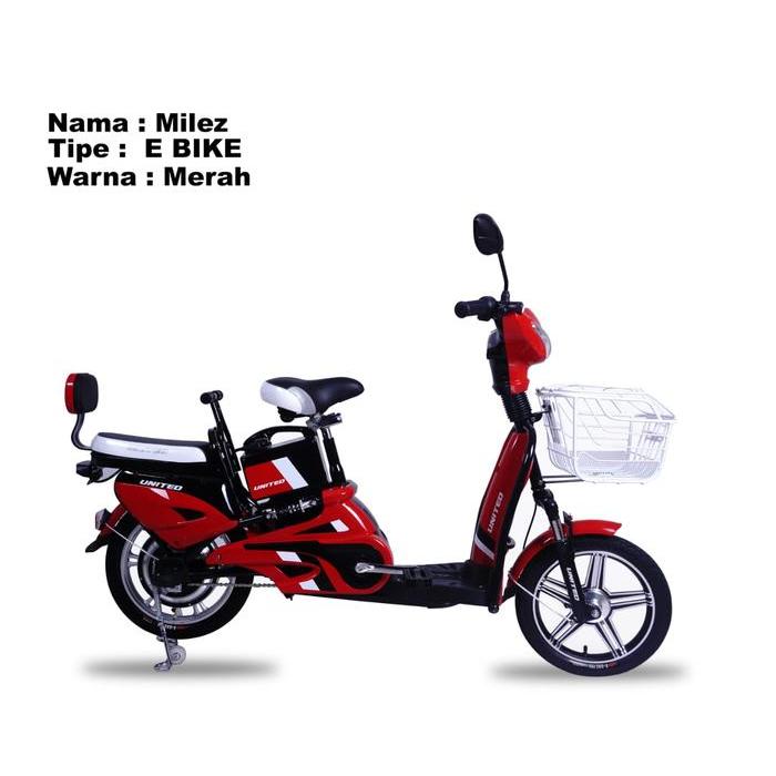 MEGA SALE Sepeda Listrik United Milez Bosch 16 inch E Bike 12V 12AH Garansi SNI - Merah
