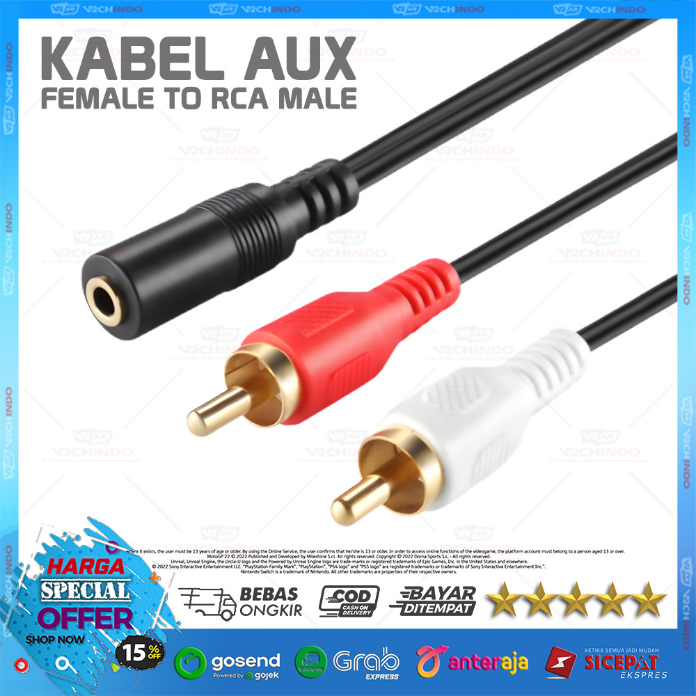 Kabel Audio AUX 3.5mm ke RCA / Converter Stereo Jack | HP ke TV & Speaker | Kualitas Suara Jernih HI