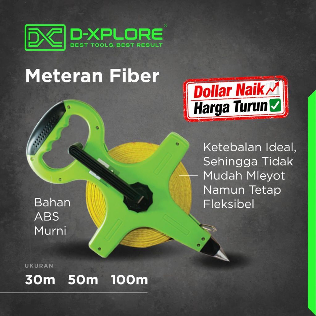 TERNASTORE D-XPLORE METERAN ROLL / METERAN TANCAP TANAH / METERAN GULUNG FIBER  30M 50M 100M MEASURI