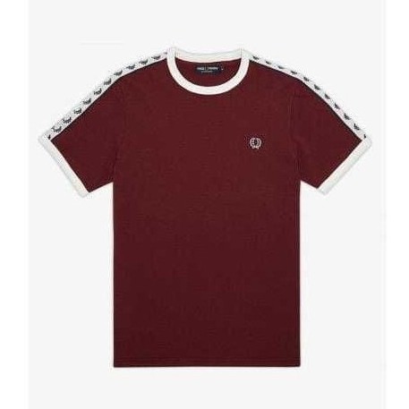 Kaos Pria Premium Merah Marun Putih Style Korea Vintage Outfit Cowok Kekinian Daily Wear TikTok Fash