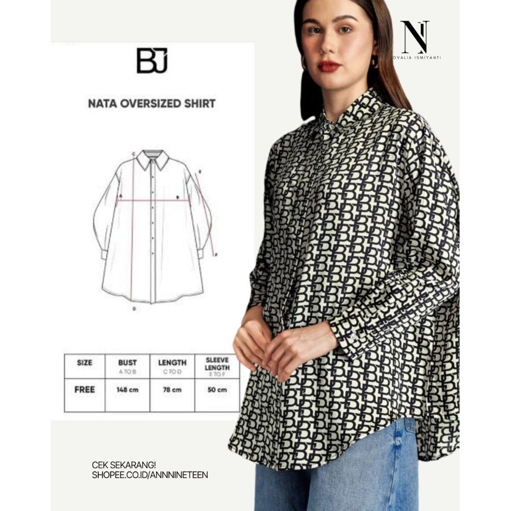 NEW Benang Jarum monogram Nata oversized shirt Free size
