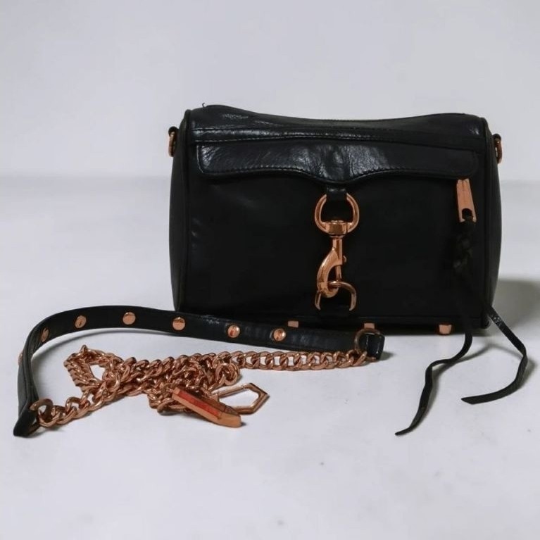 Rebecca Minkoff Mini M.A.C Black Full Leather Crossbody Bag Original