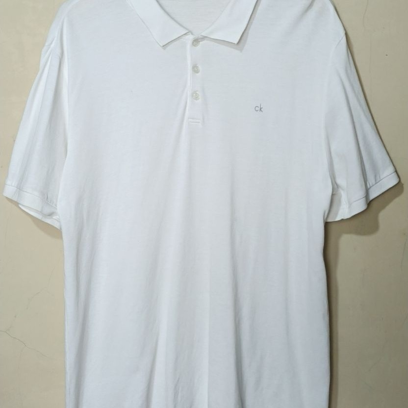 kaos kerah poloshirt ck putih katun xl