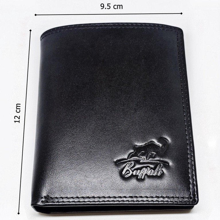 Dompet Pria 100% Kulit Asli Banyak Kartu Slot Model Lipat Casual Buffalo 004