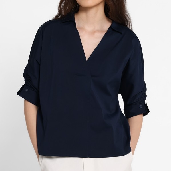 MINIMAL - Silva - Blouse V Neck - Navy