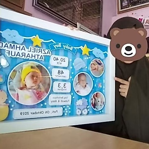TANPA KACA Biodata Baby 15R Bingkai Kelahiran Papan Nama Anak Biodata Baby Pop Up dan 3D Newborn