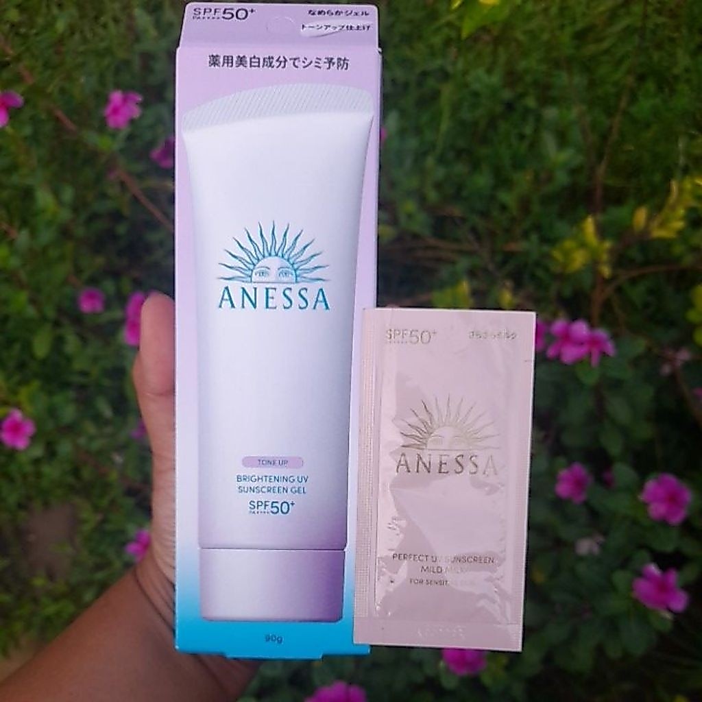 (FREE SAMPLE) ANESSA TONE UP BRIGHTENING UV SUNSCREEN GEL 90 GR SPF 50 PA ++++ EXP. 2028 (KEMASAN LA