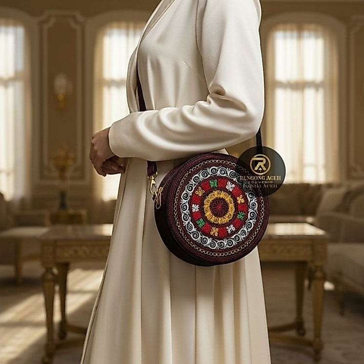 TAS BULAT SELEMPANG WANITA MOTIF MODERN ACEH