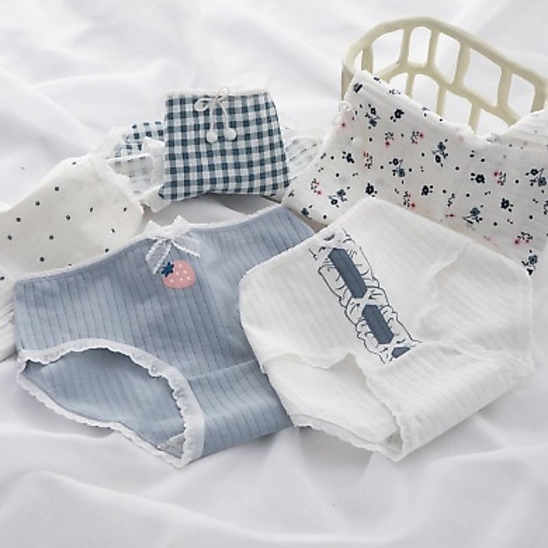 Celana Dalam Korea Wanita CD Mid Waist Motif lucu IMPORT B1259