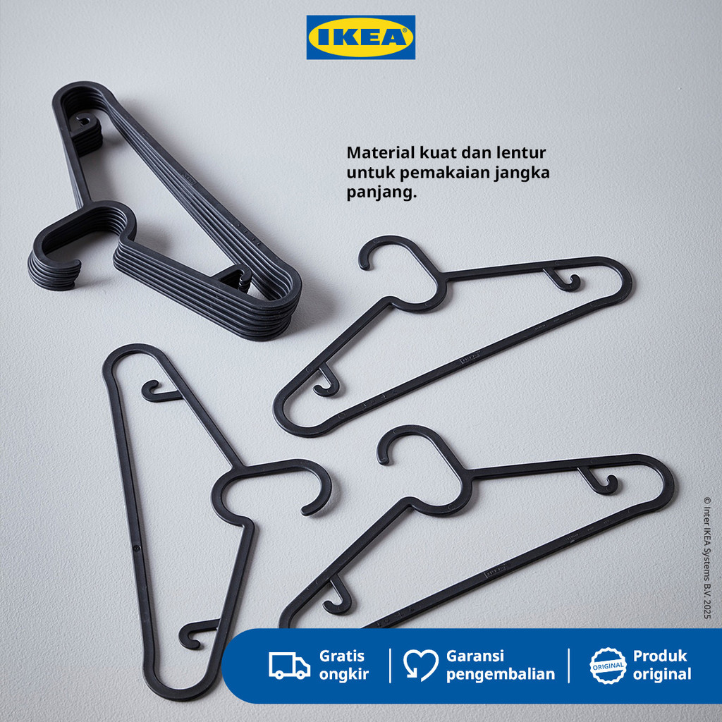 IKEA SPRUTTIG Gantungan Baju Isi 10 - Hitam
