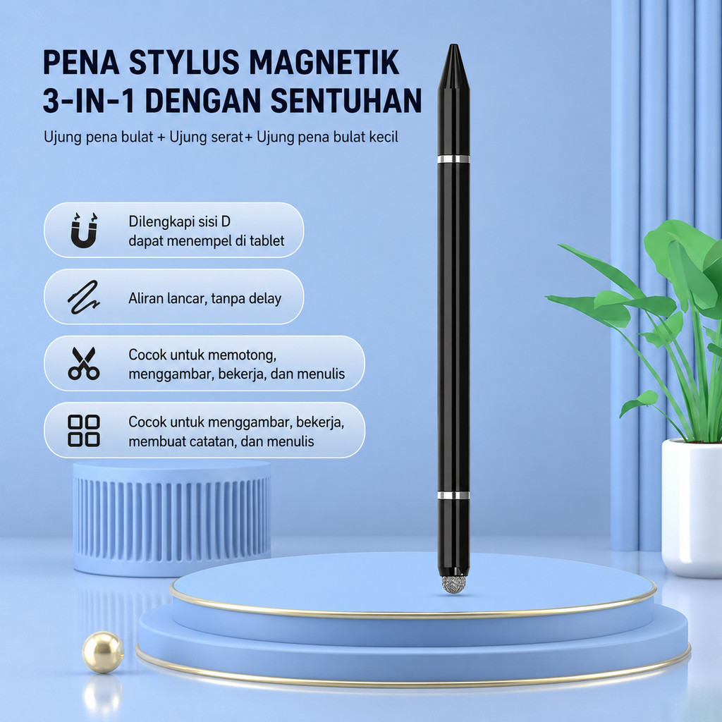 STYLUS PEN NEW IPAD TABLET IPHONE DAN ANDROID / PULPEN STYLUS HP 2 IN 1 LG