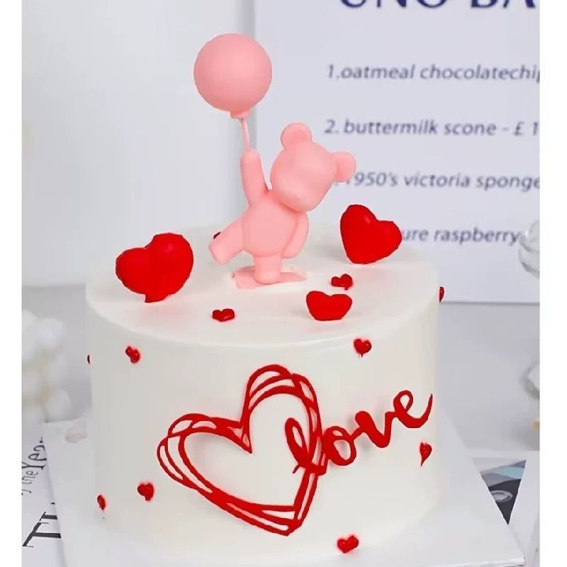 {LUCK.B} TOPPER KUE BEAR BERUANG BONEKA TEDDY BEAR LOVE PAJANGAN BEAR KUE VALENTINE / PAJANGAN KUE U