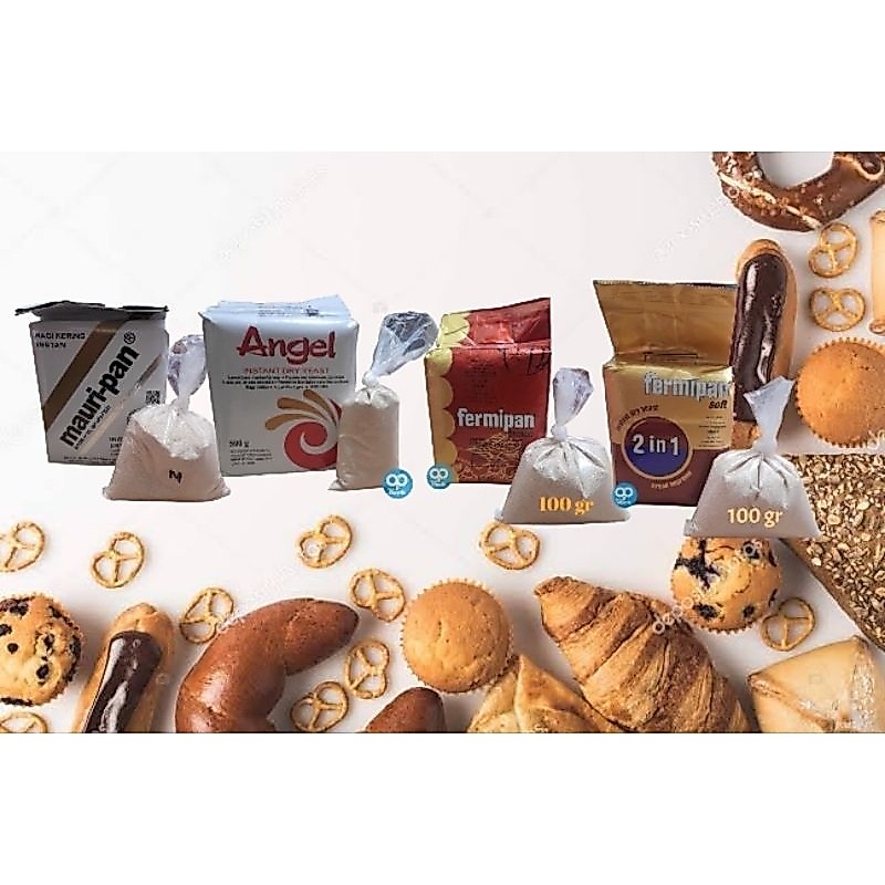 Ragi instan fermipan, fermipan 2 in 1,angel & mauripan repack 100 gr