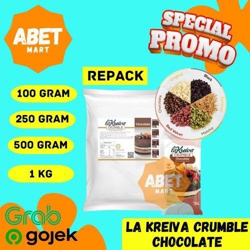 LA KREIVA CRUMBLE FINE DARK / BLACK Repack 100Gr 250Gr 500Gr 1Kg - LaKreiva Cookie Crumb Oreo Hitam 