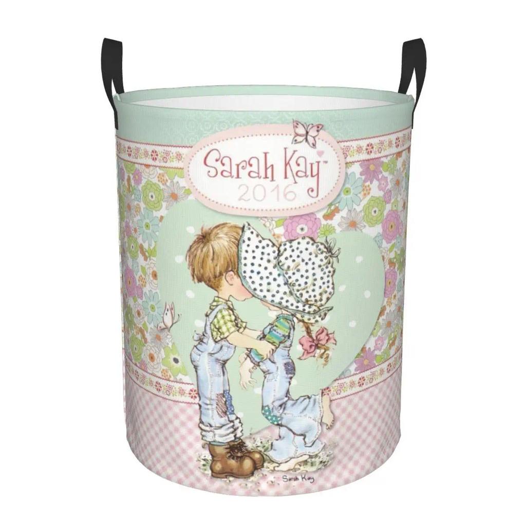 Custom Cartoon Sarah Kay Kawaii Girl Laundry Basket Collapsible Clothes Toy Hamper Storage Bin for K