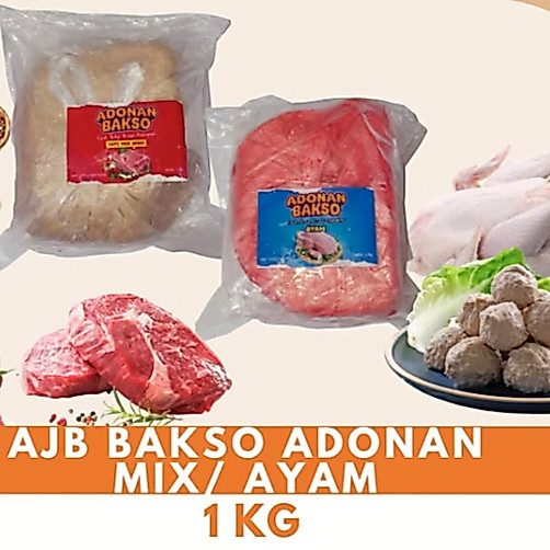 AJB Bakso Adonan Ayam 1KG | AJB Bakso Adonan Sapi Mix Ayam 1KG | Bakso Frozen Siap Masak