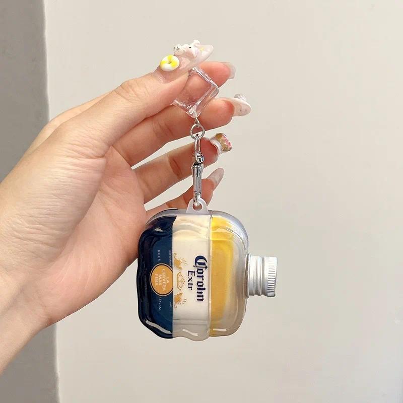 3D Creative Corona Beer Design Transparent Bluetooth Wireless headphones For Airpods Pro 3 2025 2 3 