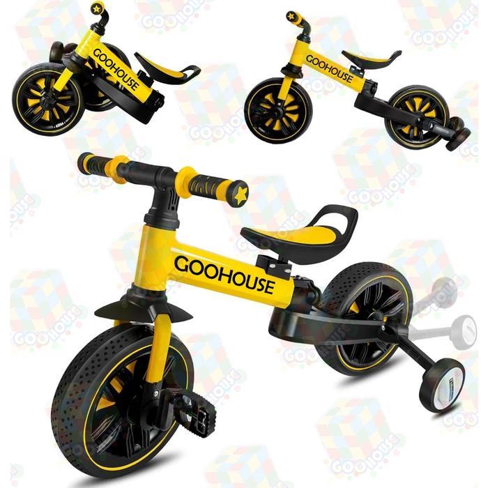 Mumpung Promo GOOHOUSE 4-in-1 Sepeda Anak Roda 3 Keseimbangan Bayi Lipat Push Bike Blance Bike Tingg
