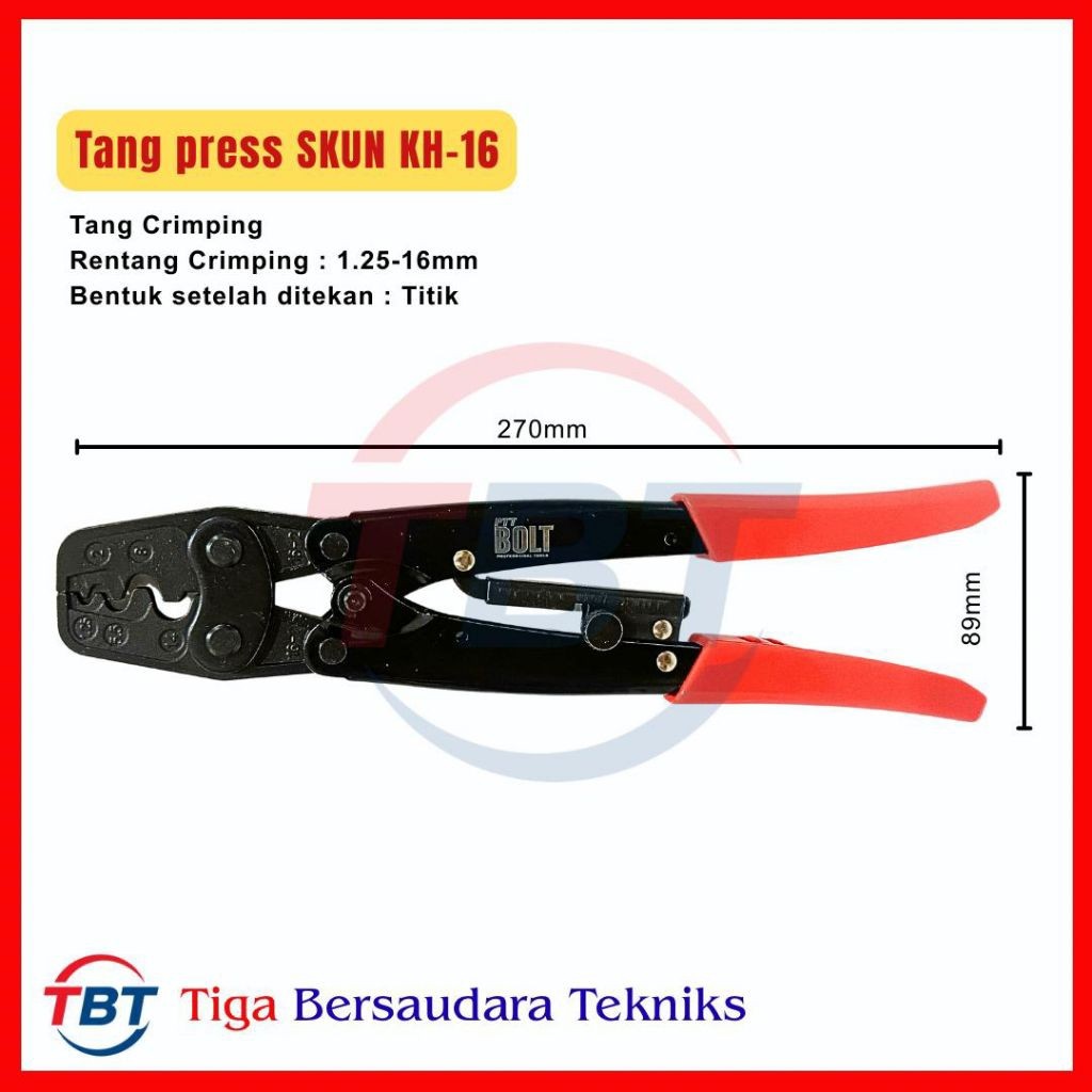 Ablez Tang Crimping Skun HS-16 Tang press Skun 1.25-16mm Crimping Tool HS-16 KH-16