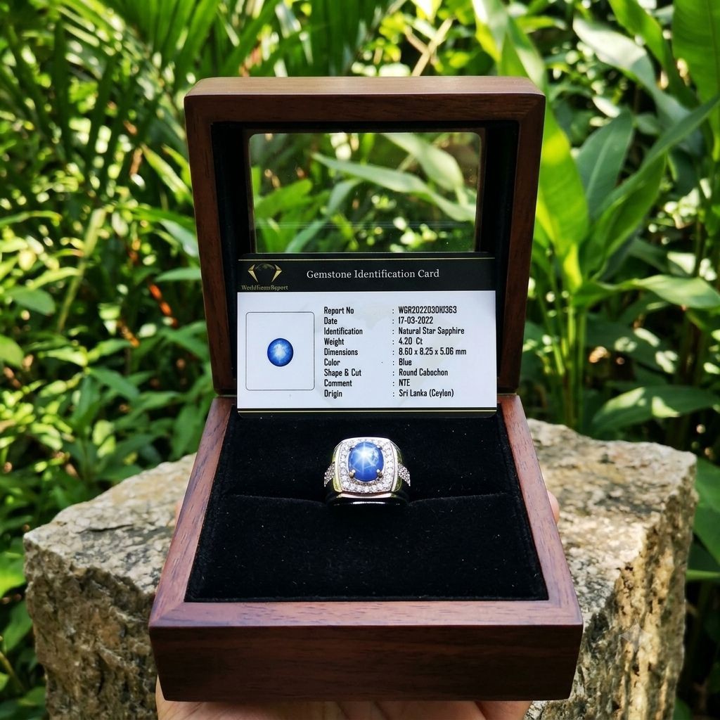 Cincin Simple Star Safir Burma Myanmar Ring + Bermemo