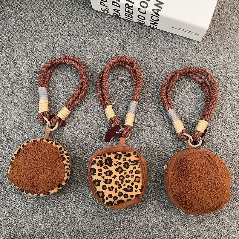 Tas bulat motif macan tutul, dompet, tas ponsel