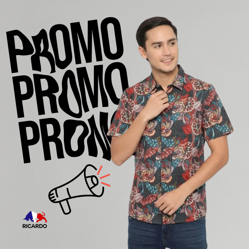 RICARDO kemeja pria Motif lengan pendek FS 32033