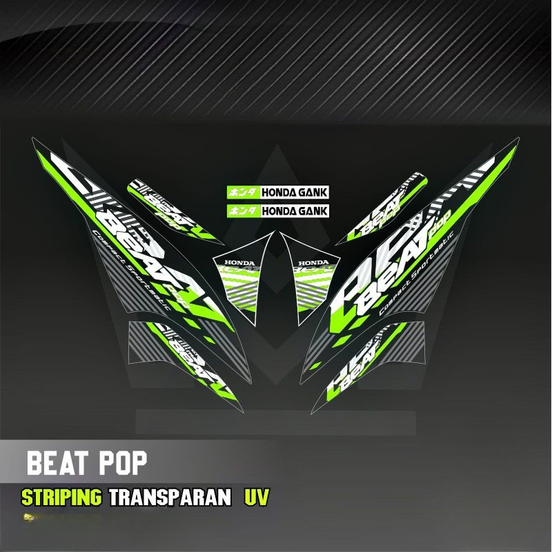 Decal Sticker Striping Variasi Transparan Uv Beat Pop 2013-2024 Honda Beat Pop 110 Esp Cbs Iss Beat 