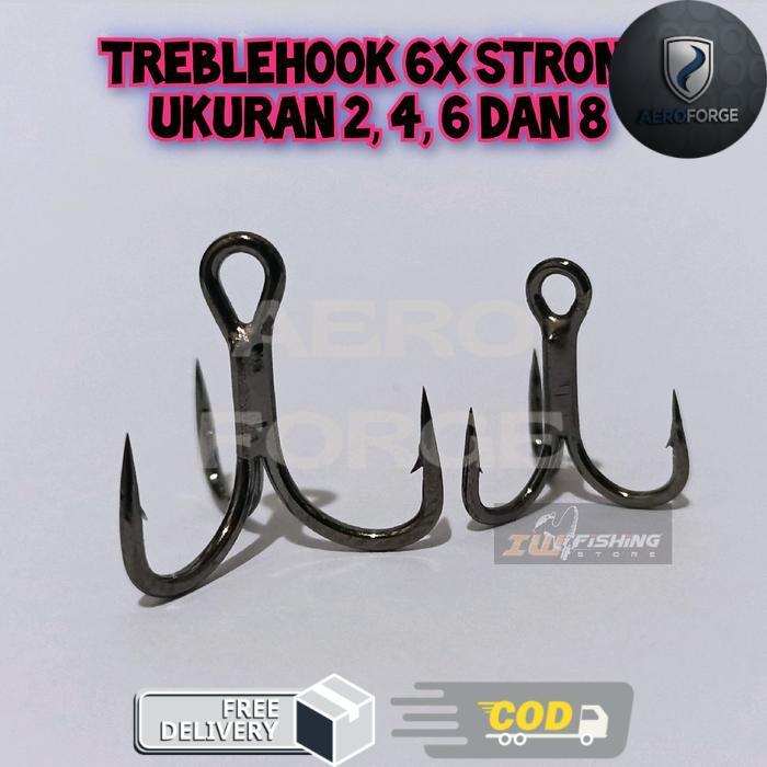 Kail pancing treble hook 6x strong ukuran 2,4,6 dan 8 eceran - Ukuran 2, Treble 6x strong