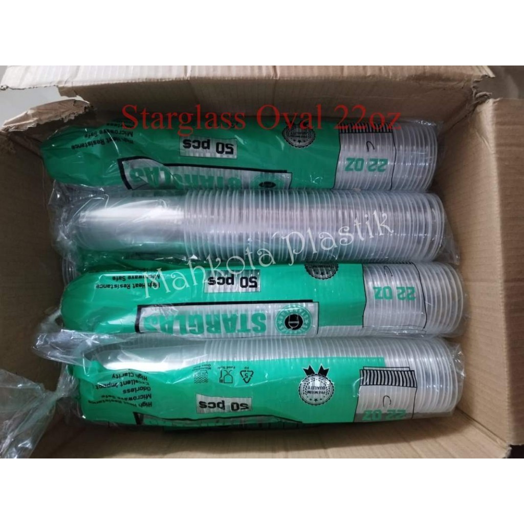 Gelas Plastik Starglass Oval 22oz isi 50pcs