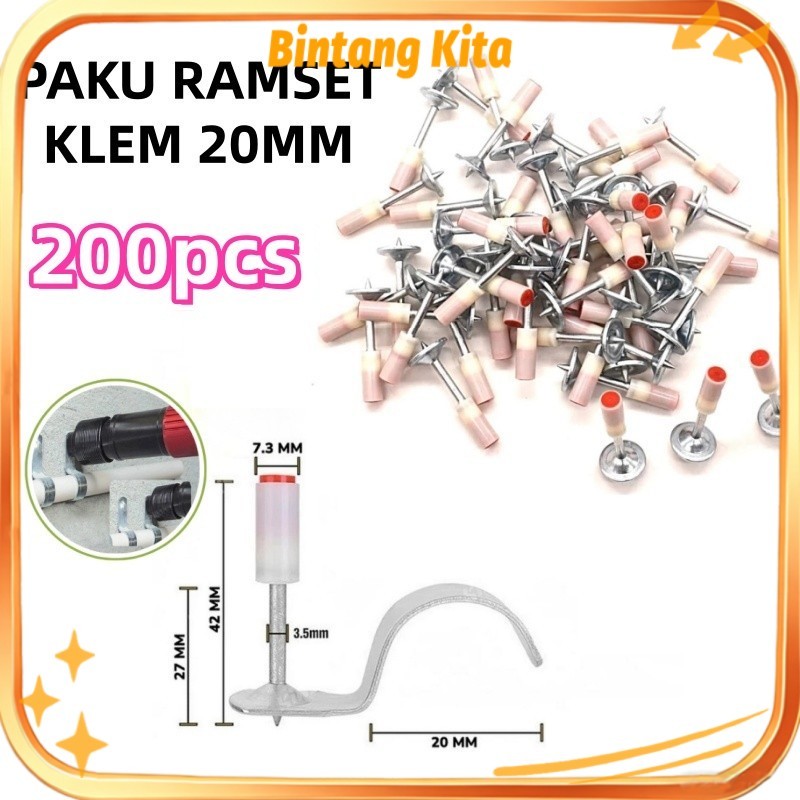 200PCS Paku Ramset 7.3mm Beton Mini Ramset paku mini nail Fastening gun paku beton t-rex Paku Beton 
