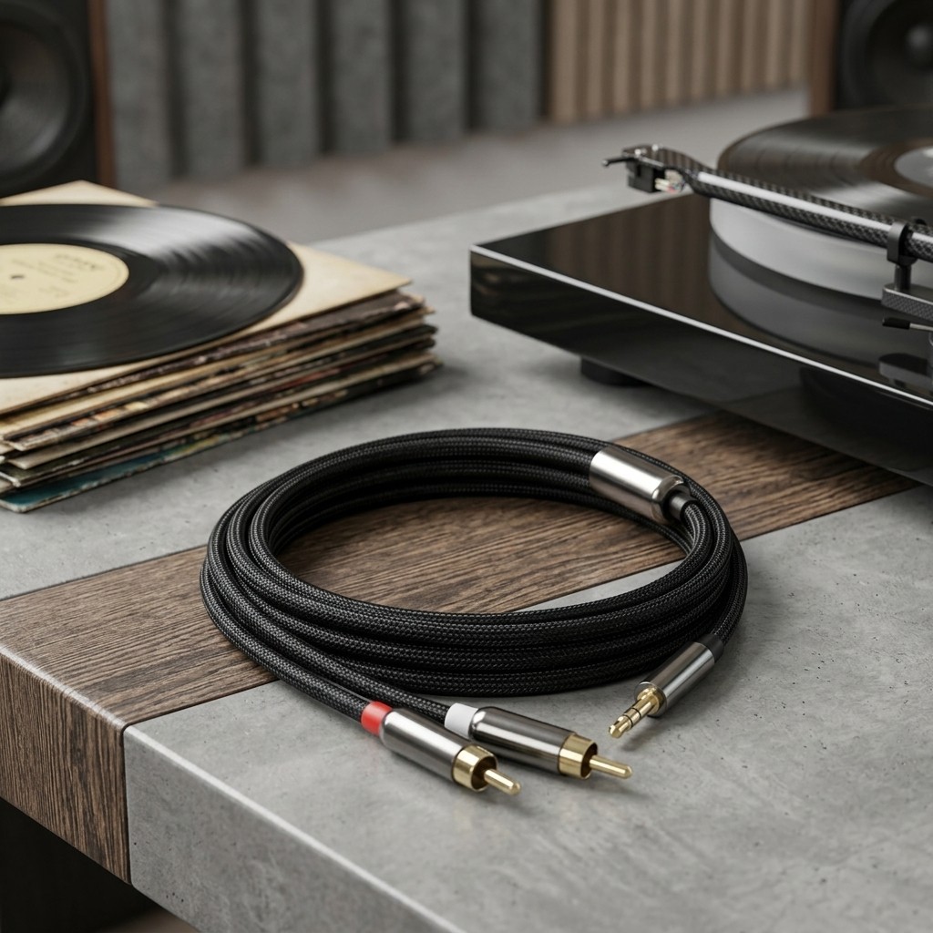 Kabel Audio RCA Male to 3.5mm FONKEN Sambungan HP ke Speaker Aktif