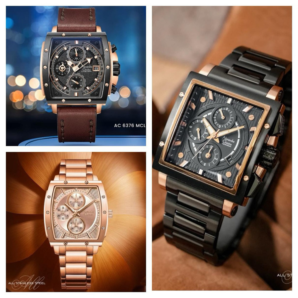 Limited stock AC 6376 Alexandre Christie Jam Tangan Pria Original AC 6376 Rantai/Kulit  Original AC 
