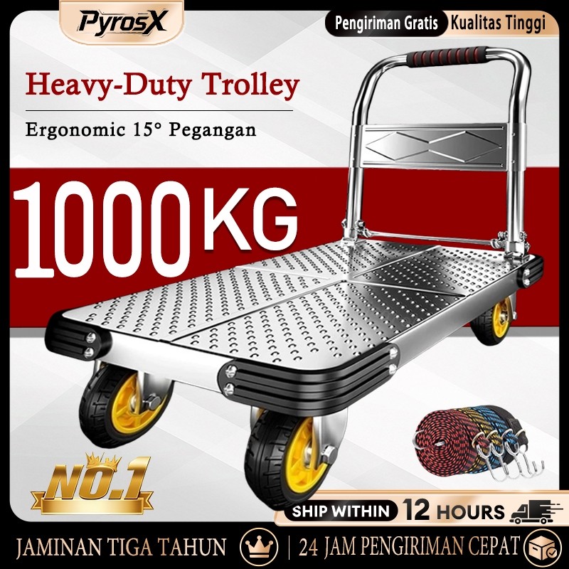 Troli Barang Lipat Handtruck Besi 1000KG Troli Lipat Trolley Hand Truck Model Troli Barang Baja Kuat