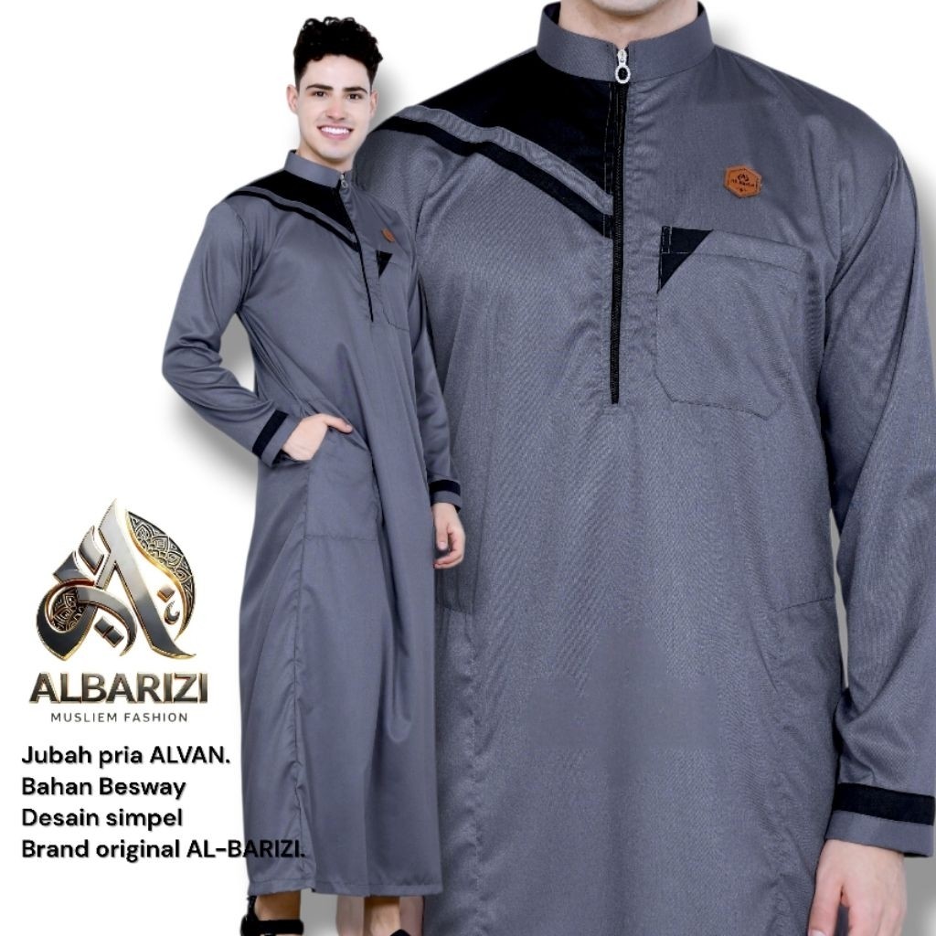 jubah pria ALVAN gamis pria dewasa berbahan kain besway premium