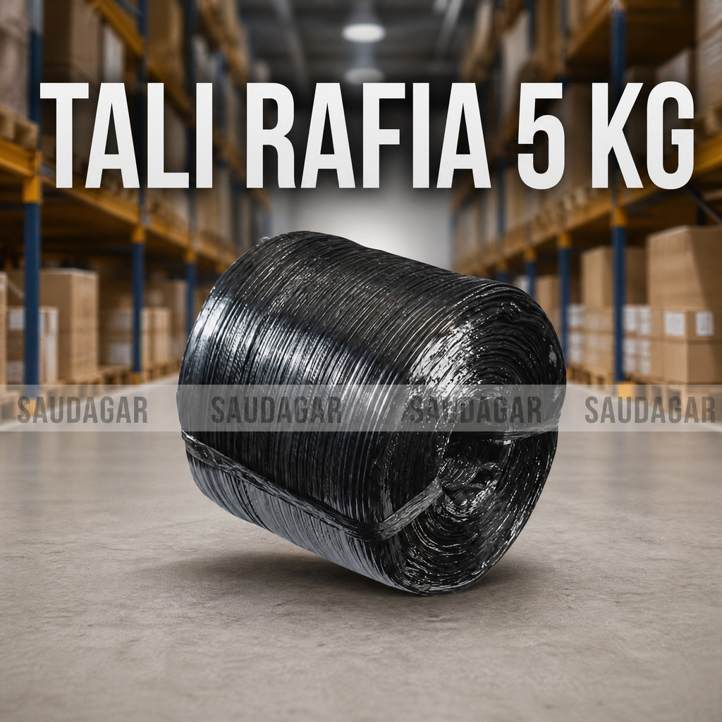 Tali Rafia Roll Besar Ukuran 5kg Warna Hitam Tebal Dan Kuat, Tali Plastik 5KG