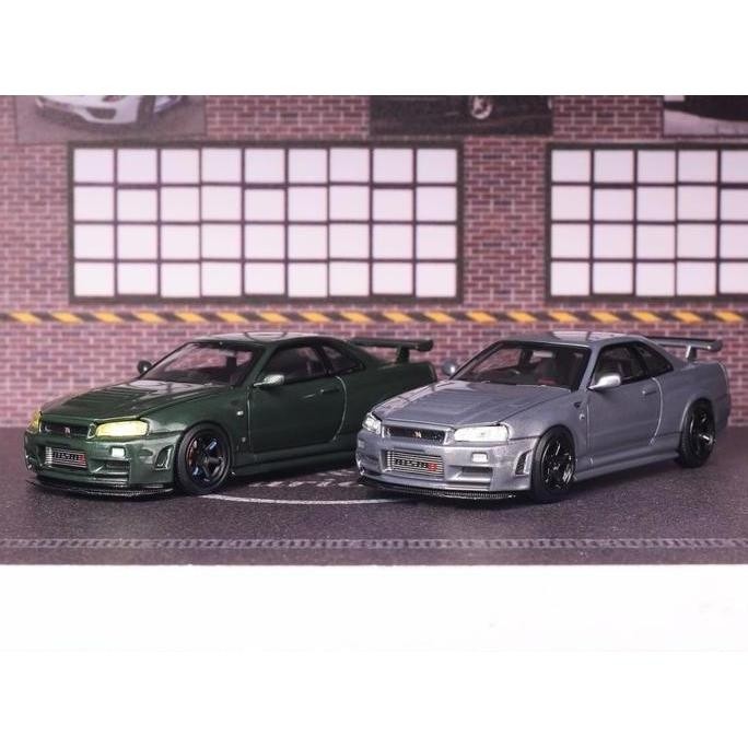MOTOR HELIX 1/64 NISSAN SKYLINE GT-R R34 GTR NISMO CRS DARK GREEN GUN METALLIC AS2123